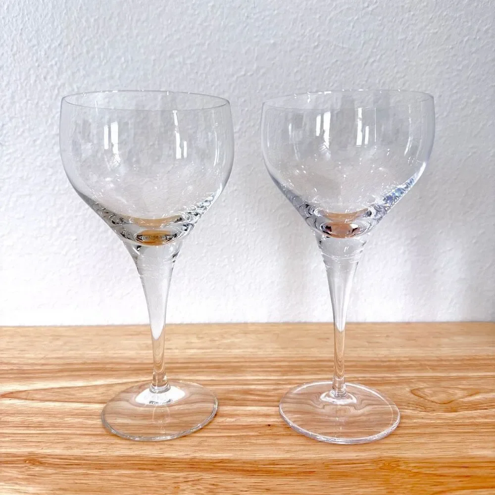 Vintage Rosenthal Studio Line Linie Crystal Wine Glasses Large Tall Set of 2